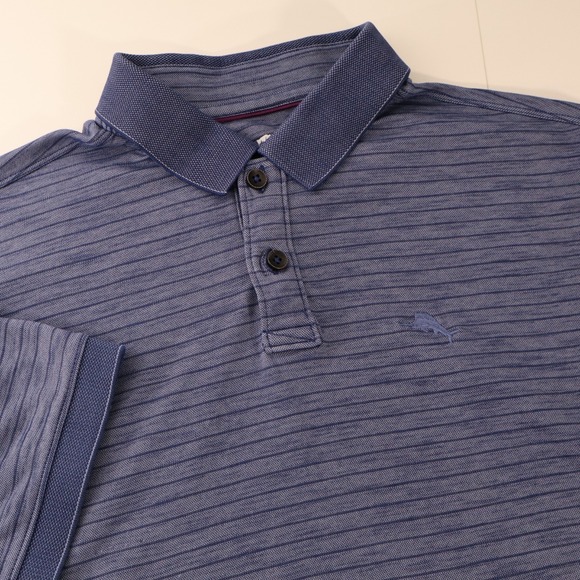 Tommy Bahama Other - Tommy Bahama Polo Shirt Men's Blue Striped Short Sleeve Size L